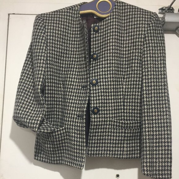 VINTAGE RENA ROWAN WOOL BLEND PLAID JACKETS SIZE 10 - Picture 6 of 10